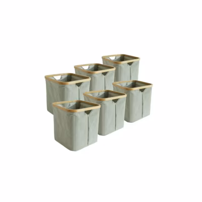 Lot de 6 Paniers de Rangement Hyppolite en tissu vert 30 x 30 x 30 cm