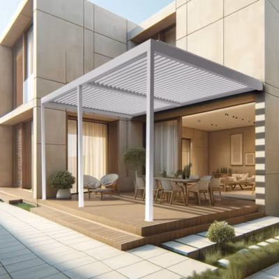 Pergola bioclimatique TRESNA 8,00 x 4,987m Vérin à Télécommande (Blanc)
