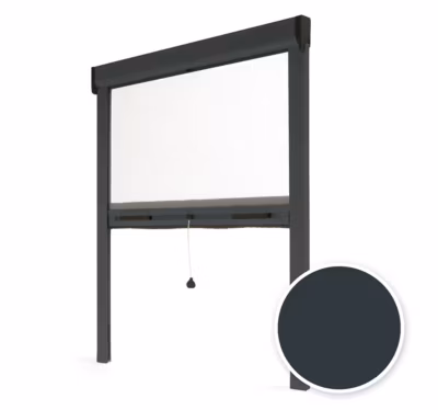 Moustiquaire de Fenêtre Enroulable – L100 x H160cm – Aluminium Gris Anthracite – Recoupable – Anti-insectes