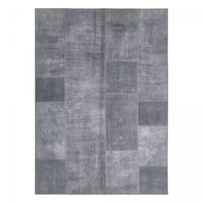 Tapis salon et chambre tissé motif faux uni NIKAL, gris, bleu