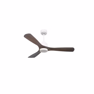 Modulo Slim – Super destratificateur et ventilateur DC 132 cm blanc  avec lumière pales bois sombre  idéal 26 à 40 m²