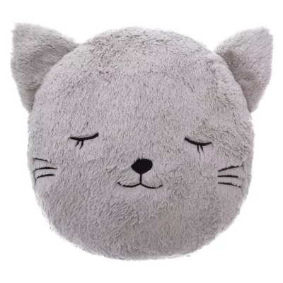 Coussin enfant Chat – Diam. 27 cm – Gris