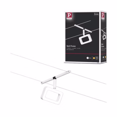 CorDuo Système sur câbles LED Frame Spot individuel 280lm 4,8W 3000K 12V Blanc dépoli, Chrome