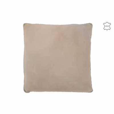 Coussin carré en cuir gris 45x45x7 cm