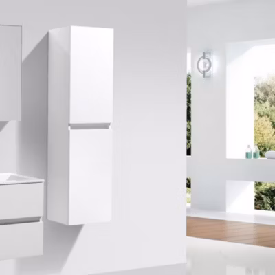 Grande armoire de rangement SIENA hauteur 150 cm blanc laque