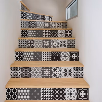 Stickers adhésifs escalier carrelages contremarche – CYNIDA – 2 bandes de 15x105cm