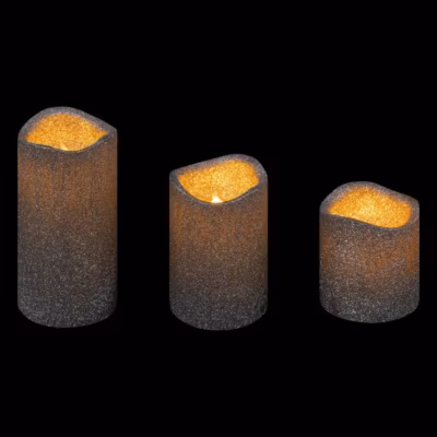 Bougies led colorama de noël lot de 3 argent – feeric lights & christmas