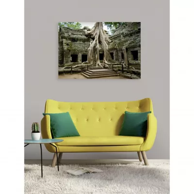 Tableau verre acrylique Angkor Vestiges 130 x 90 cm – Décoration murale photo pour la maison