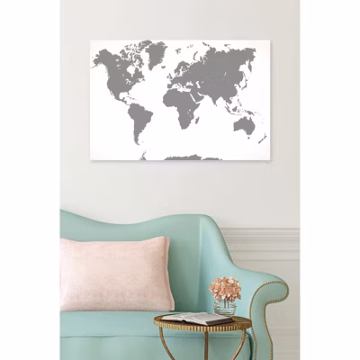 Tableau verre acrylique Une Nuance De Gris 90 x 60 cm – Décoration murale carte du monde pour la maison