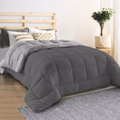 Couette 140×200 CM ZOE polaire biface gris clair et gris 400 gr