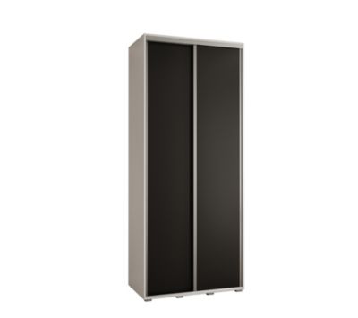 Armoire Cannes 1 à Portes Coulissantes 205,2/100/45 2 Portes (blanc,noir.argent)