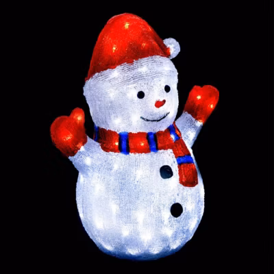 Bonhomme de neige lumineux extérieur h48cm 90 led à panneau solaire – feeric lights & christmas