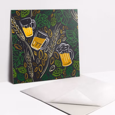 Carreaux vinyle Tulup 30×30 cm Dessin de cônes de houblon 9 pcs