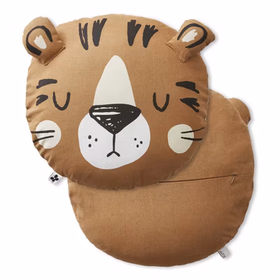 Coussin en forme de tigre marron avec housse amovible en coton – RAJAH