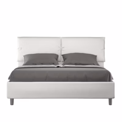 Lit rangement Sleeper simili cuir blanc capitonné 160×210