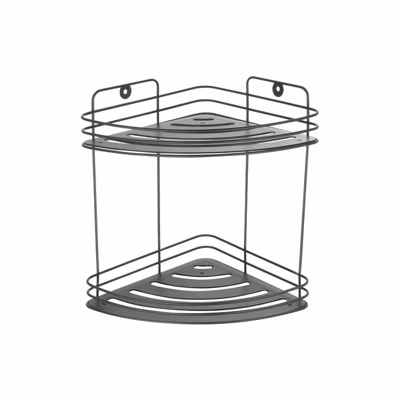 Etagère d&rsquo;angle de douche 2 niveaux à  fixer KERY Acier Noir mat MSV