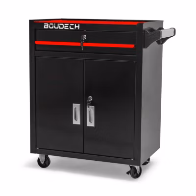 Buddy – Chariot  à deux portes avec tiroir et serrure, armoire de rangement à roues autobloquantes