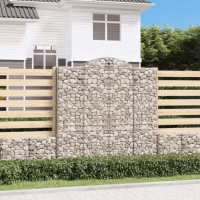 vidaXL Paniers à gabions arqués 4 pcs 200x50x200-220 cm Fer galvanisé 3146427