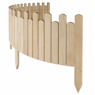 Bordure de Jardin en Bois Clôture d&rsquo;Extérieur 200 cm x 30 cm Non Traitée Barrières de Jardin Piquets d&rsquo;ancrage Bordure de Gazon
