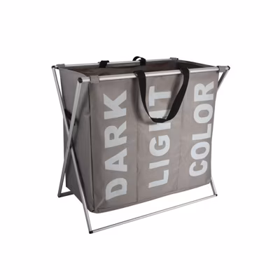 Panier à  linge 3 compartiments DARK LIGHT COLOR (3x30L) Taupe MSV