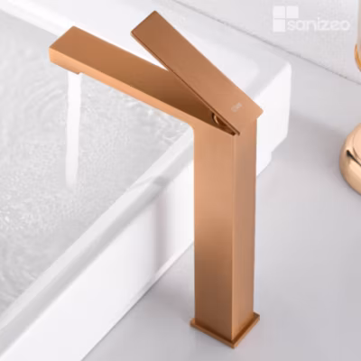 Mitigeur de Lavabo Anti-Calcaire Bec Haut Or Rose Cuivré IMEX PISA BDP048-3ORC