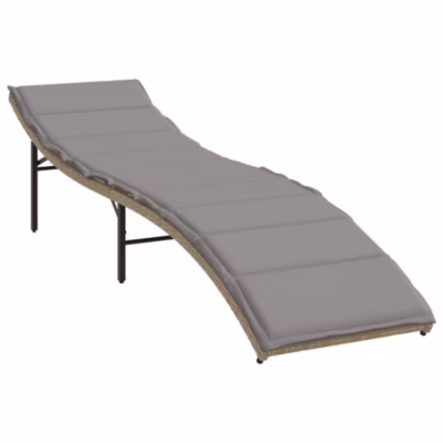 Chaise longue avec coussin beige 55x199x50 cm résine tressée vidaXL