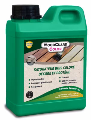 Lasure Blanche Imperméabilisante Bois Brut WoodGuard Color Saturateur Protecteur Eau Gel Formule Végétale 1L 8m2