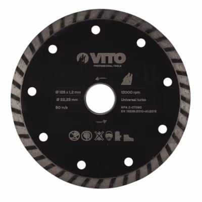 Disque diamant 125 x 1,2 mm Meuleuses Alesage 22.5mm Pierre Marbre Granit VITO