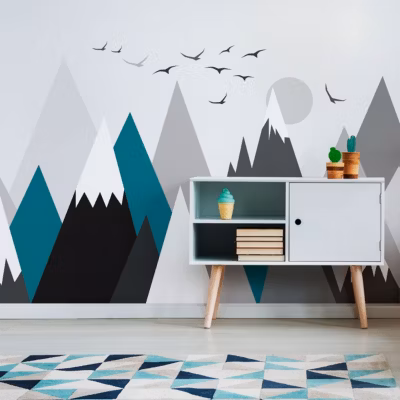 Stickers enfant montagnes scandinaves annuska 70 x 105 cm