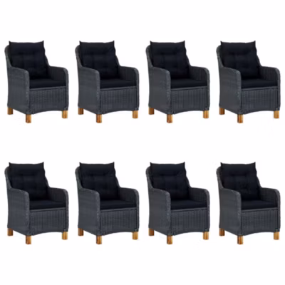 Prolenta Premium –  Mobilier à dîner 9 pcs avec coussins Résine tressée Gris foncé