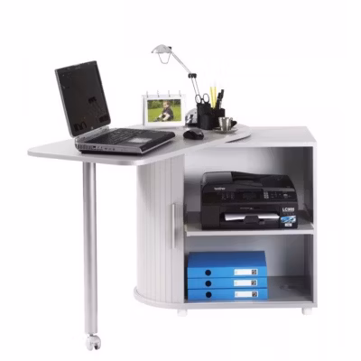 Bureau Informatique Alu Table Pivotante et Rangement L 77 H 71.7 P 47 cm – Top Secret 300 – L 105 x l 55 x H 74.7 cm