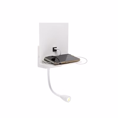 Applique murale moderne blanche avec USB et bras flexible – Flero