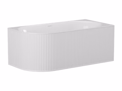Baignoire d&rsquo;angle striée – 150 x 75 x 58 cm – Acrylique – Blanc mat – Angle droit – 215 L – BARBORI