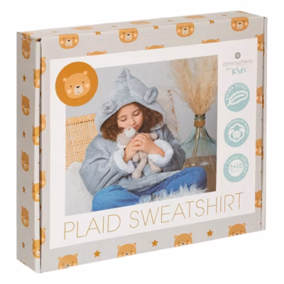 Plaid sweatshirt capuche Ours – gris – Atmosphera