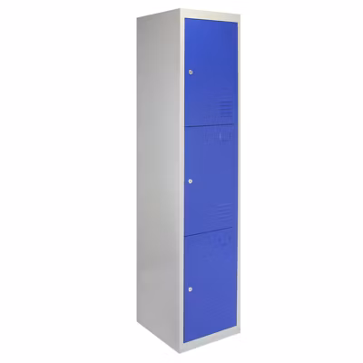 Casier de Rangement de 3 Portes en Acier Bleu
