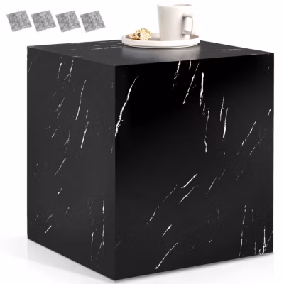 Table basse design minimaliste MDF robuste effet marbre 45 x 45 x 50 cm