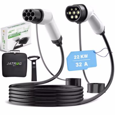 JATRHG câble de recharge 22kW / 32A triphasé, 15m, type 2 vers type 2, pour véhicules électriques et hybrides rechargeables