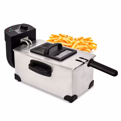 Friteuse Dolce Casa DC-FR-3L-INOX Capacité de 3L, 2000W, Thermostat Réglable, Facile à Nettoyer