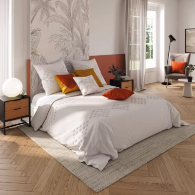 Parure de lit en coton lavé tufté – ivoire 260×240 cm – Atmosphera