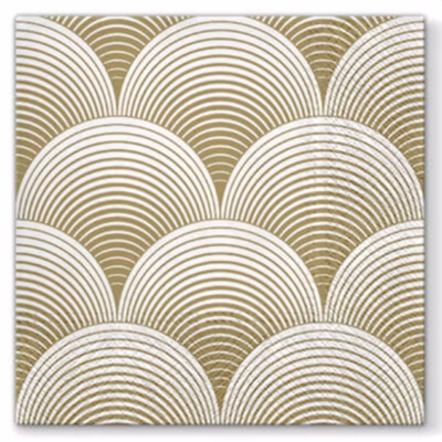 20 serviettes en papier 33 x 33 cm Eventails or