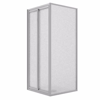 Cabine de Douche Angulaire 80x100CM H198 Verre Opaque Fixe+Saloon 2 Pivotantes 100 mod. West