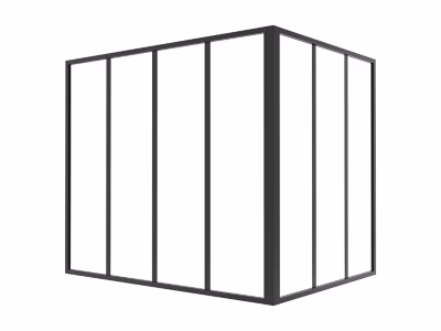 Verrière d&rsquo;angle d&rsquo;atelier en aluminium thermolaqué – L120 x L90 x H105 – Noir – BAYVIEW