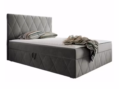 Lit continental Comfivo 225, Double, Gris, Tissu, Disponible