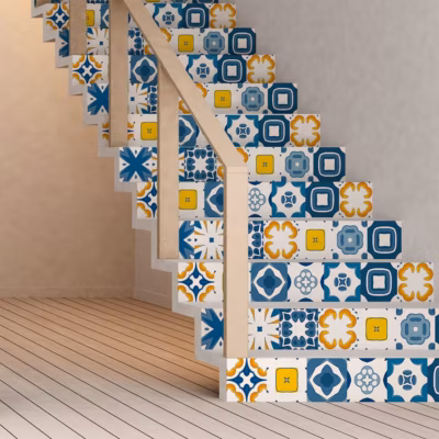 Stickers adhésifs escalier carrelages contremarche – VIDINA – 2 bandes de 15x105cm