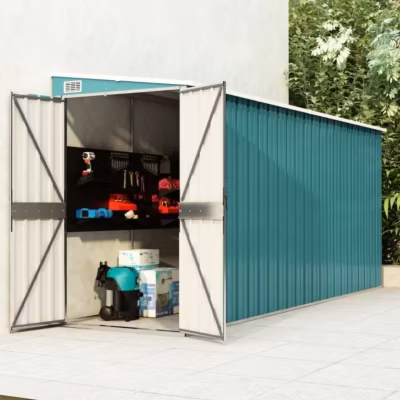 vidaXL Abri de jardin mural Vert 118 x 382 x 178 cm Acier galvanisé
