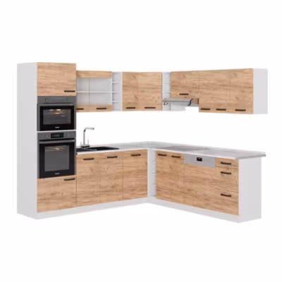 Vicco Cuisine en angle Chêne doré/blanc 237x247cm PT Anthracite