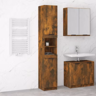 ZMH Armoire de bain Chêne fumé 32x34x188,5 cm Bois d&rsquo;ingénierie