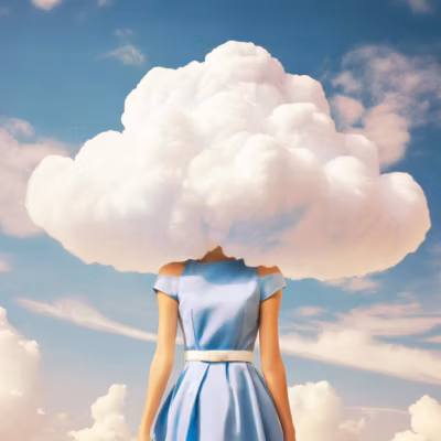 Tableau sur toile tête dans les nuages 30×30 cm Fabriqué en France