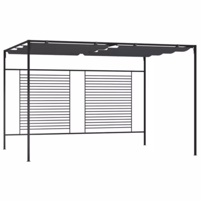 ZMH Belvédère Avec Auvent Rétractable 4x3x2,3 M Anthracite 180 G/m²