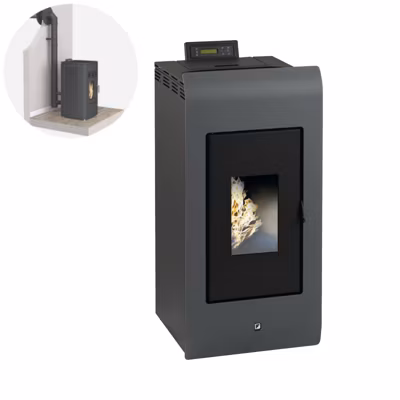 Pack Poêle à granulés ZARA 9 Etanche Kit Conduit Ventouse (sortie façade) Noir